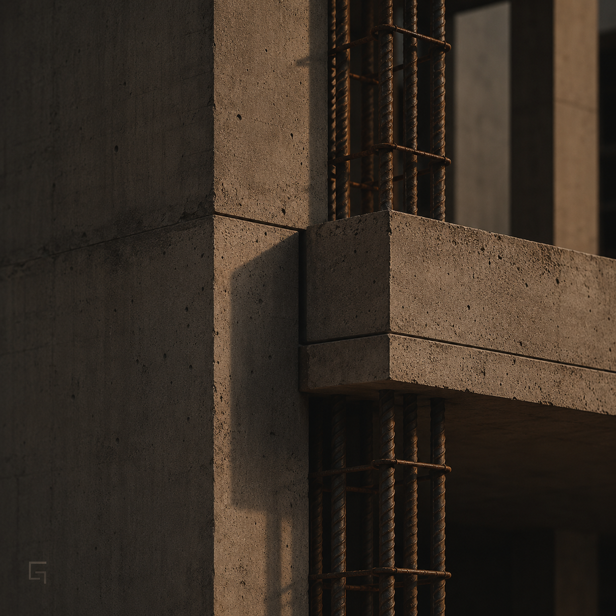 Detalle de hormigón armado con ferralla en estructura de obra